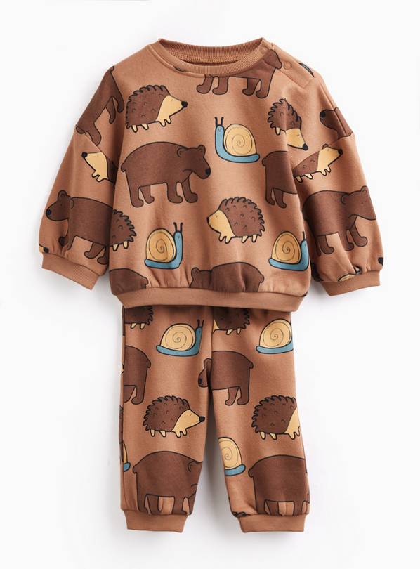 Brown Woodland Animal Sweat Set 18-24 months